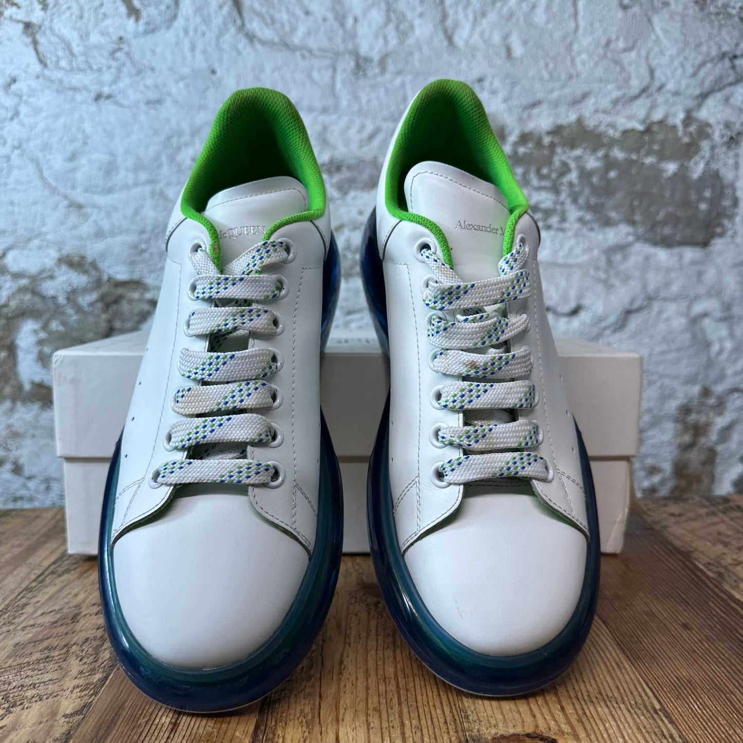 ALexander Mcqueen White Blue Green Bubble Sneaker Sz 11 (44)