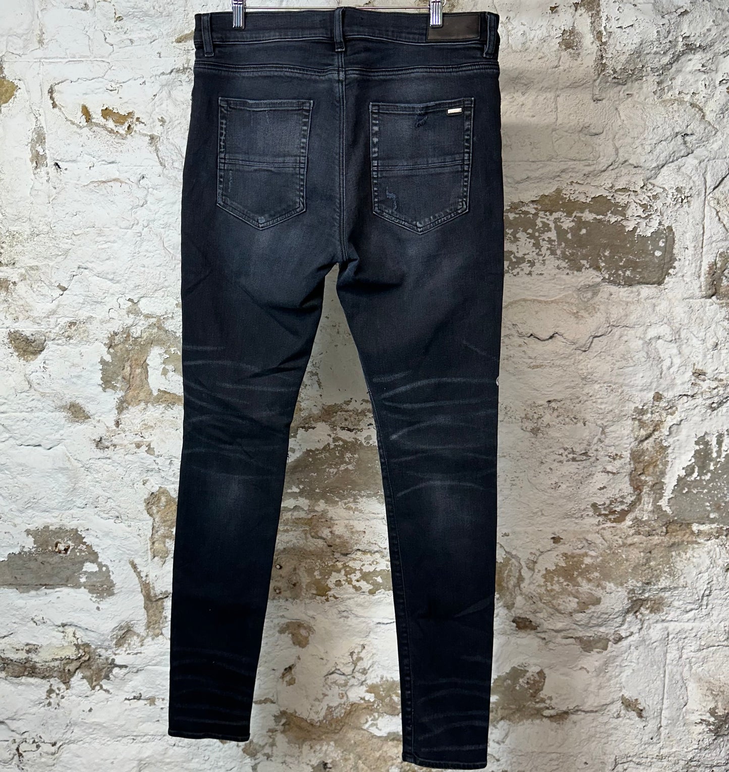 Amiri Cherub Logo Black Denim Jeans Sz 36