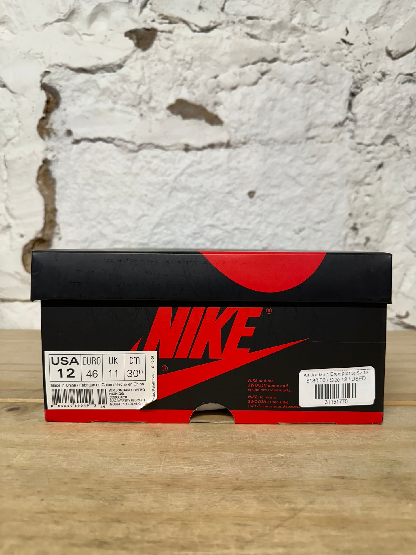 Air Jordan 1 Bred (2013) Sz 12