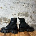 Prada Monolith Renylon Black Leather Boot Sz 9.5