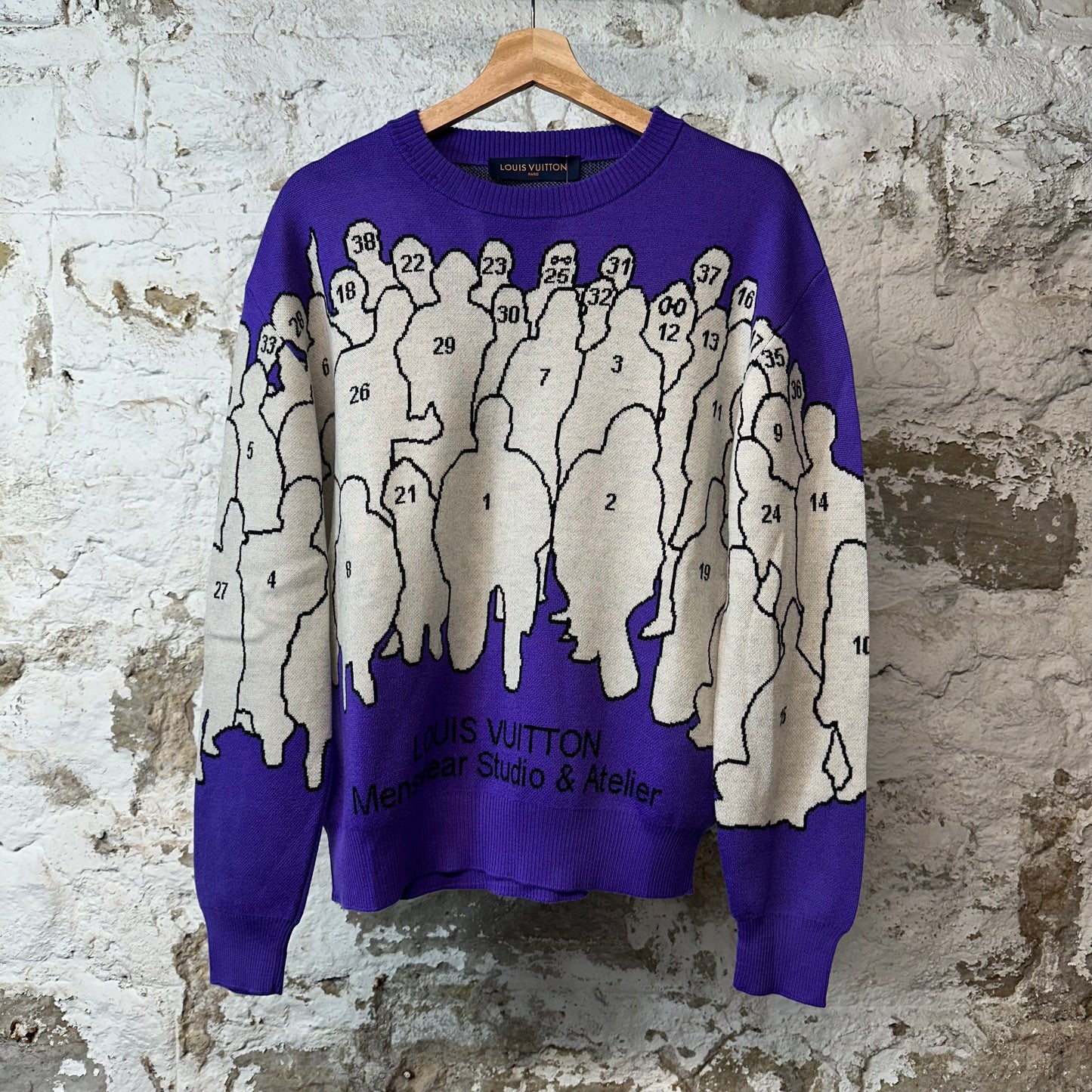 Louis Vuitton Virgil Studio Intarsia Knit Crewneck Purple Sz M