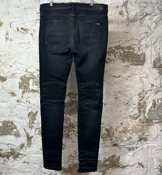 Amiri MX1 Black Blue Patch Black Denim Jeans Sz 38