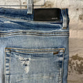 Amiri Varsity Distressed Blue Denim Jeans Sz 36