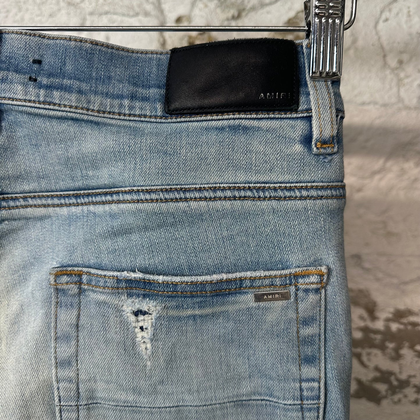 Amiri Blue Stagger Spell Blue Denim Jeans Sz 30