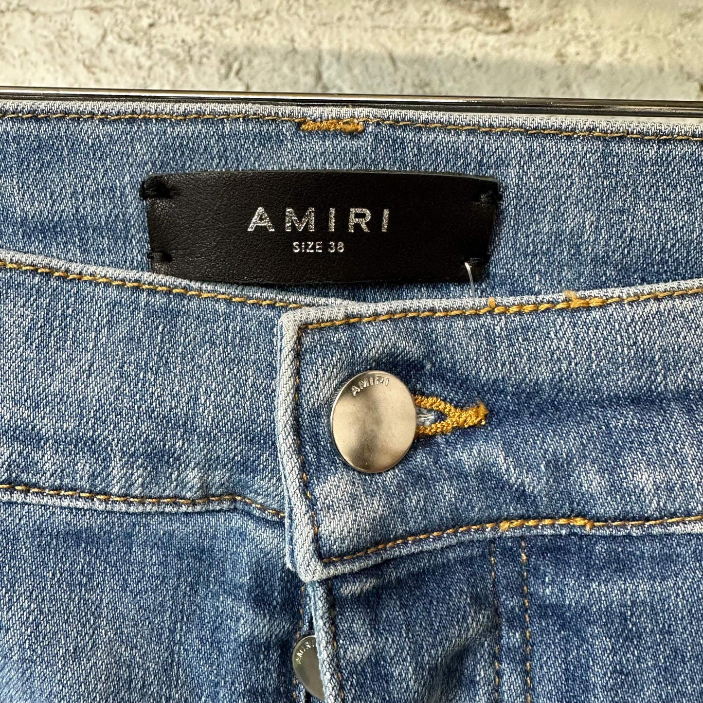 Amiri Plain Blue Perfect Indigo Denim Jeans Sz 38 (Stained)