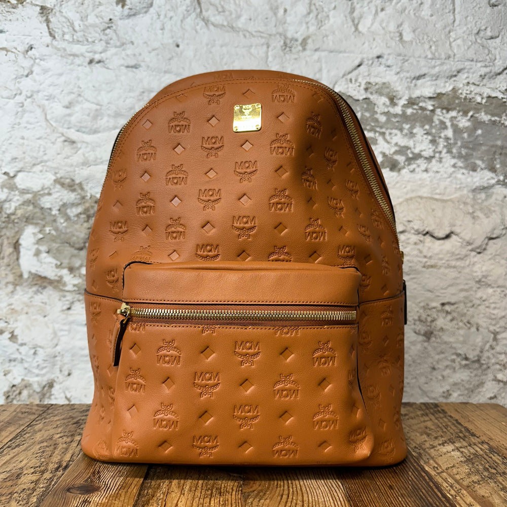 MCM Stark Leather Roasted Pecan Backpack