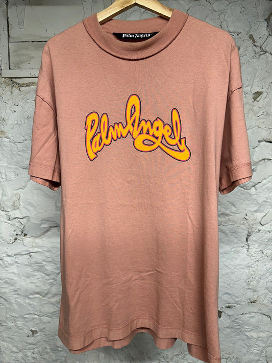Palm Angles Pink Orange T-Shirt Sz L