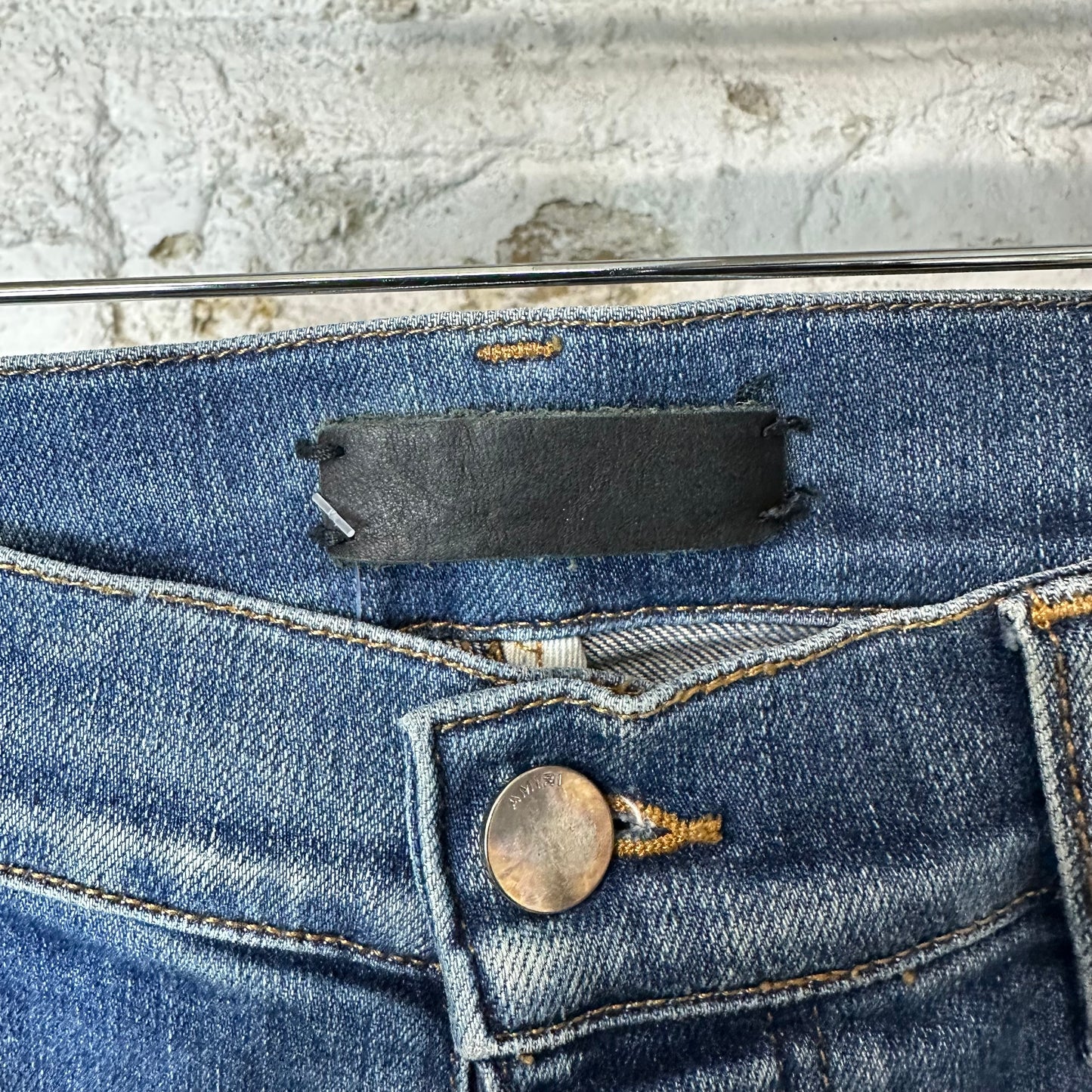 Amiri Knee Hole Dark Blue Denim Jeans Sz 34