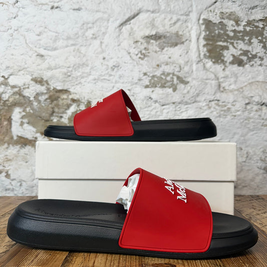 Alexander Mcqueen Red Black Slides Sz 12.5 (45.5) DS