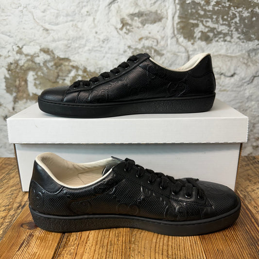 Gucci Black GG Embossed Ace Sneaker Sz 7