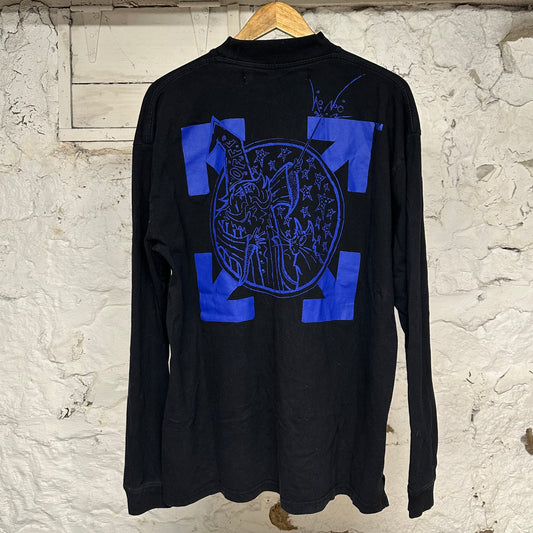 Off White Wizard Black Blue L/S T-Shirt Sz S