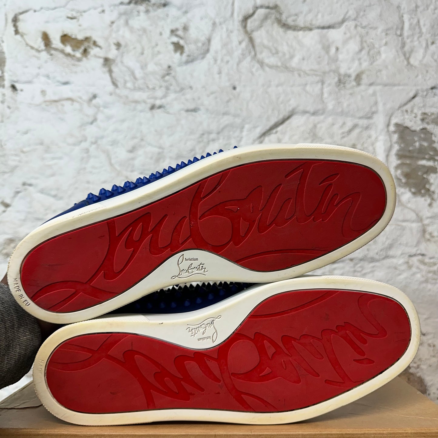 Christian Louboutin High Blue Leather Spike Sneaker Sz 11 (44)