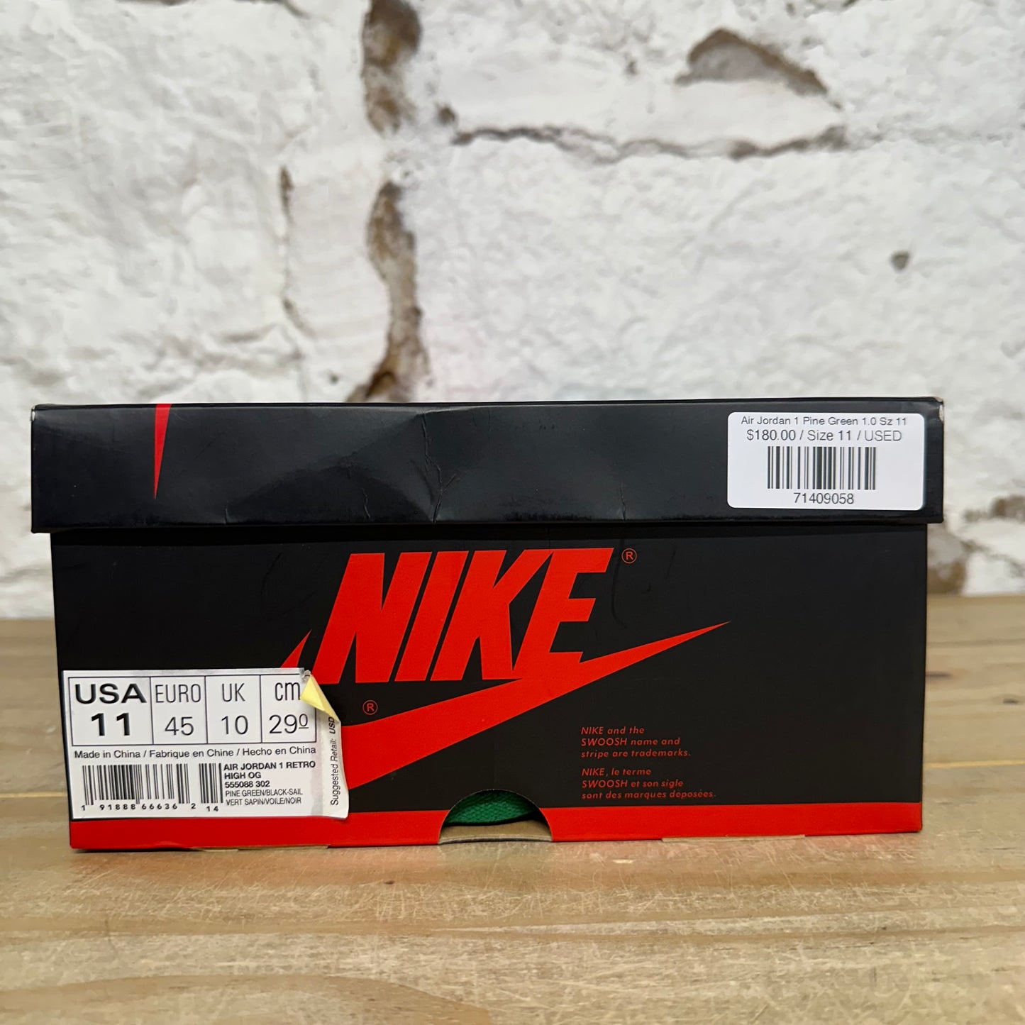 Air Jordan 1 Pine Green 1.0 Sz 11