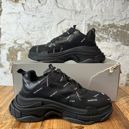 Balenciaga Triple S All Over Logos Black Sneaker Sz 9 (42)