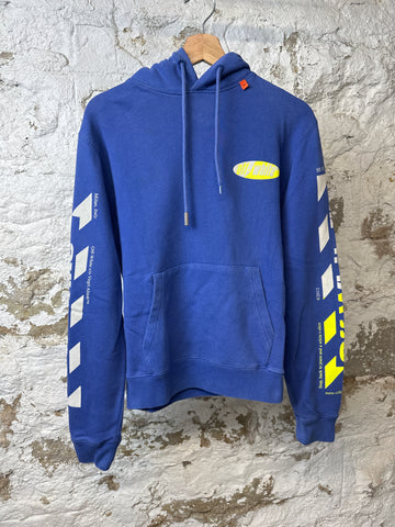 Off White Yellow Gray Split Hoodie Blue Sz XS