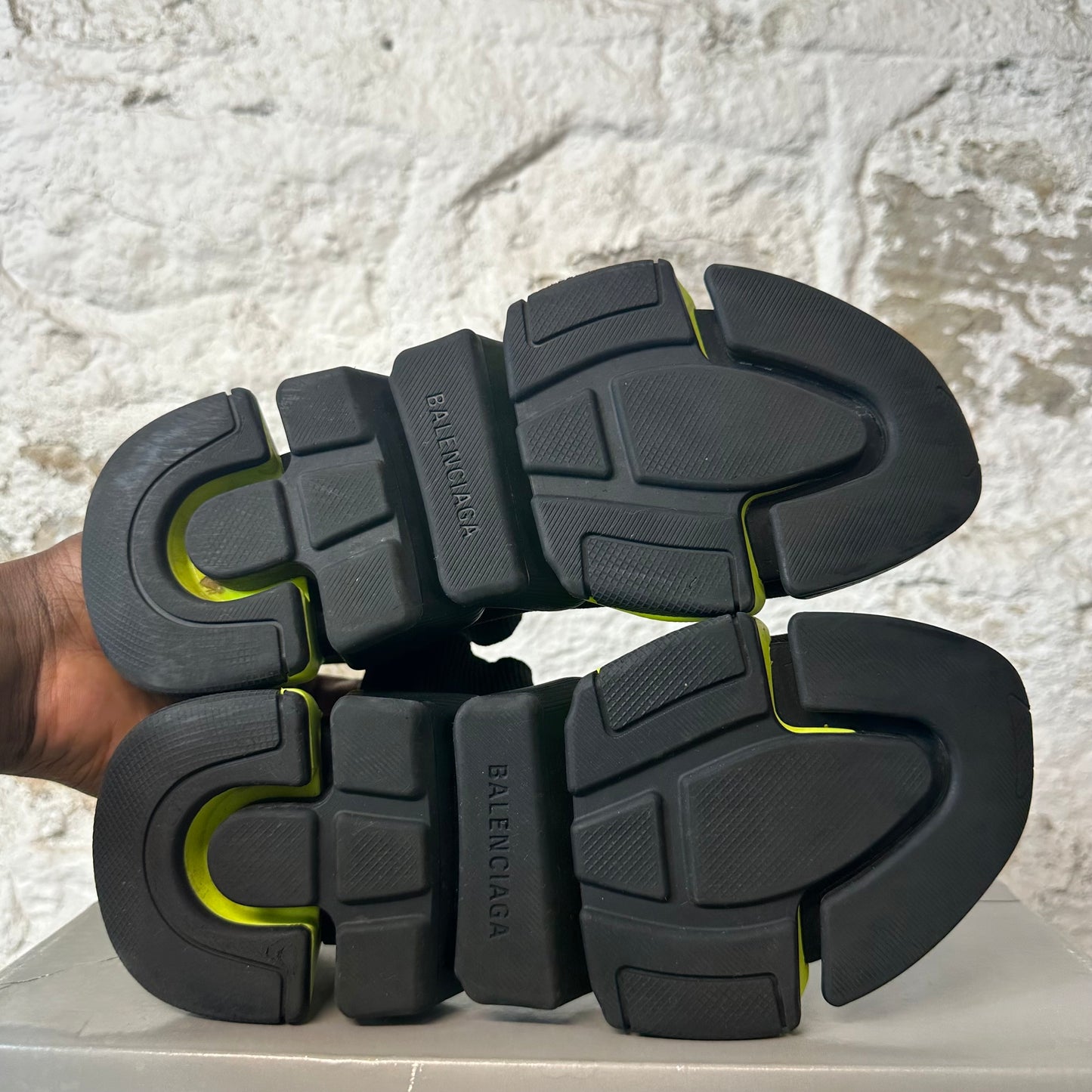Balenciaga Black Neon Green Sock Runner Sz 5 (37)