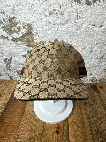 Gucci Brown Monogram Hat Sz XL