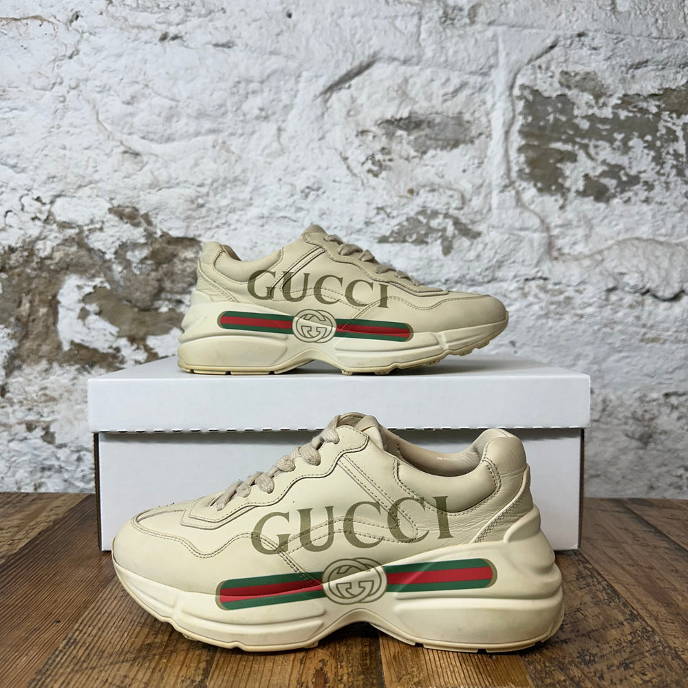Gucci Rython Vintage Logo Cream Sneaker Sz 4.5 (36.5) No Box
