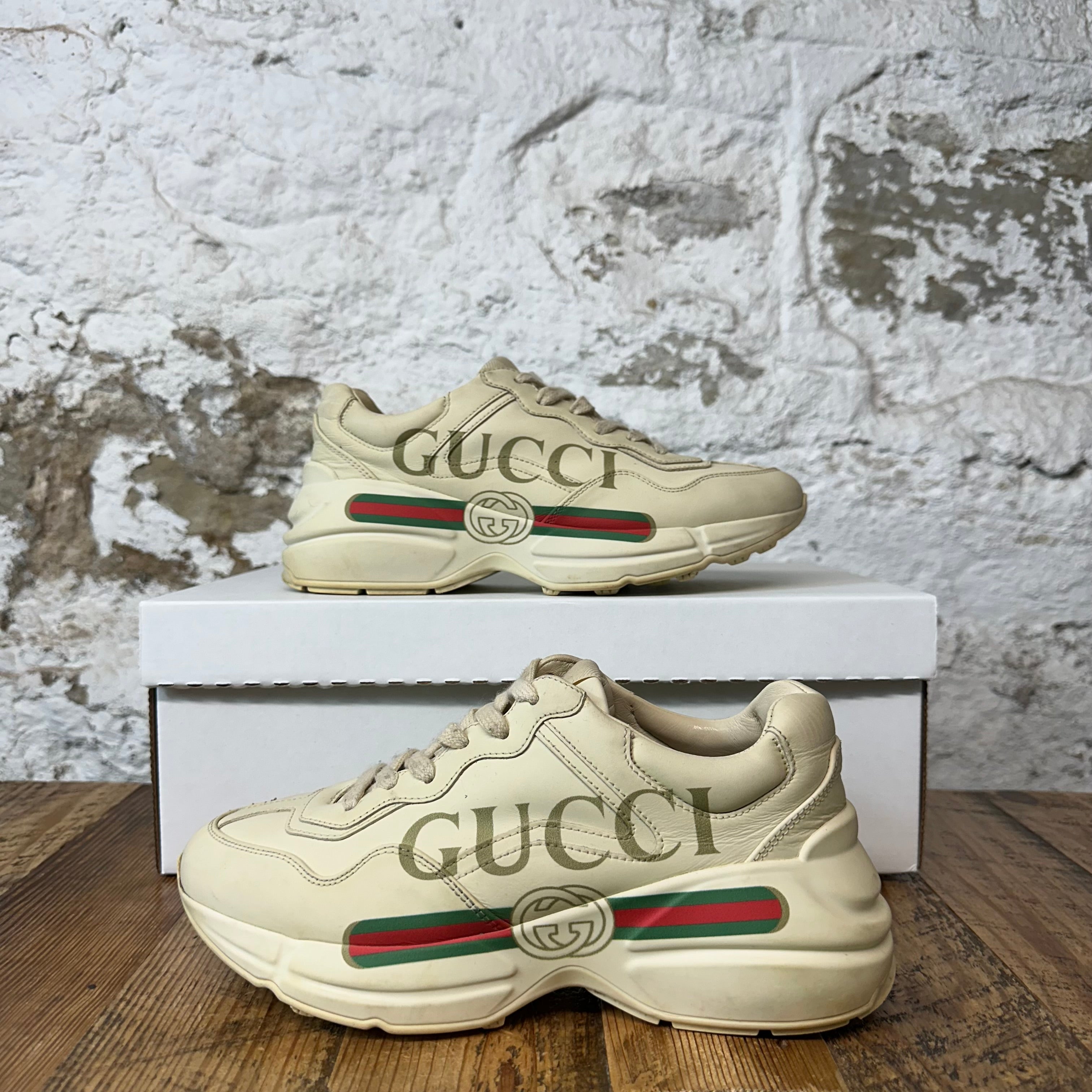 Gucci Rython Vintage Logo Cream Sneaker Sz 4.5 (36.5) No Box