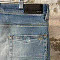 Amiri Green Camo Bones Blue Denim Jeans Sz 32