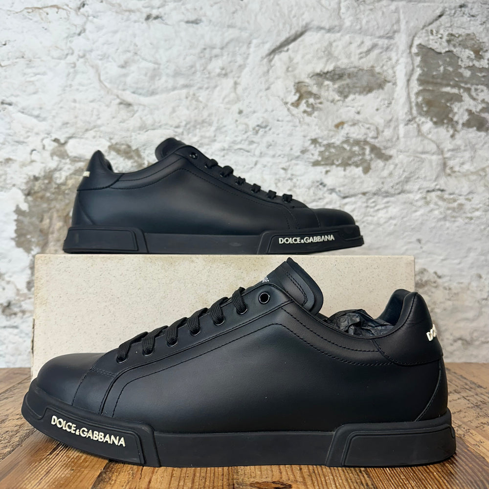 Dolce Gabbana Triple Black Leather Portofino Sneaker Sz 12