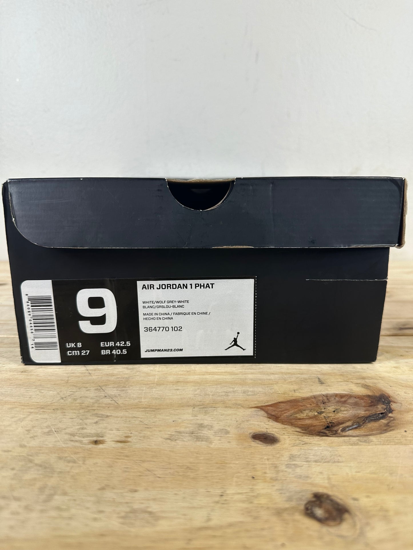 Air Jordan 1 Phat White Wolf Grey Sz 9