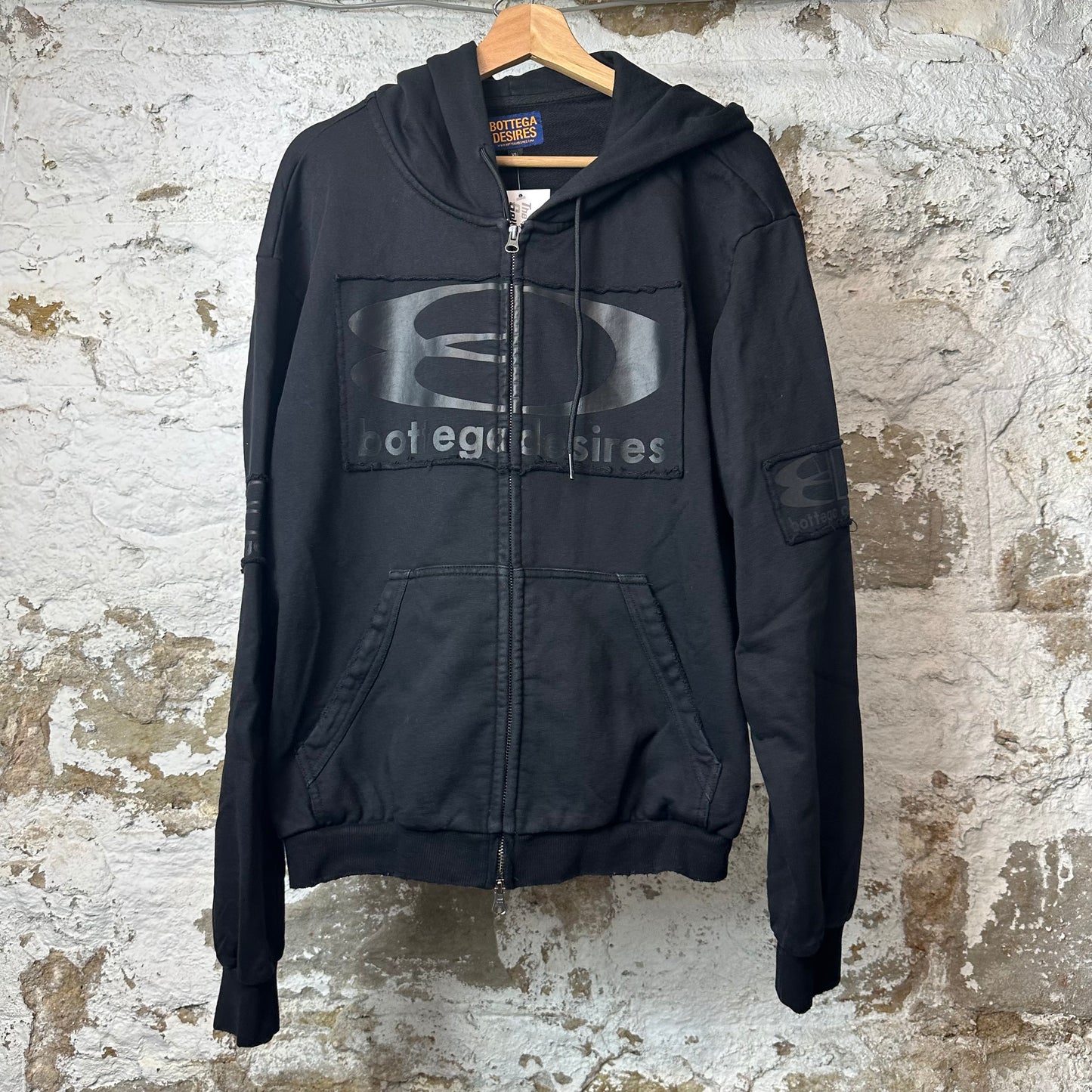 Bottega Desires Black Tech Zip Up Hoodie Sz XL