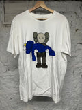 Kaws Figure Holding Blue Figure White T-Shirt Sz L