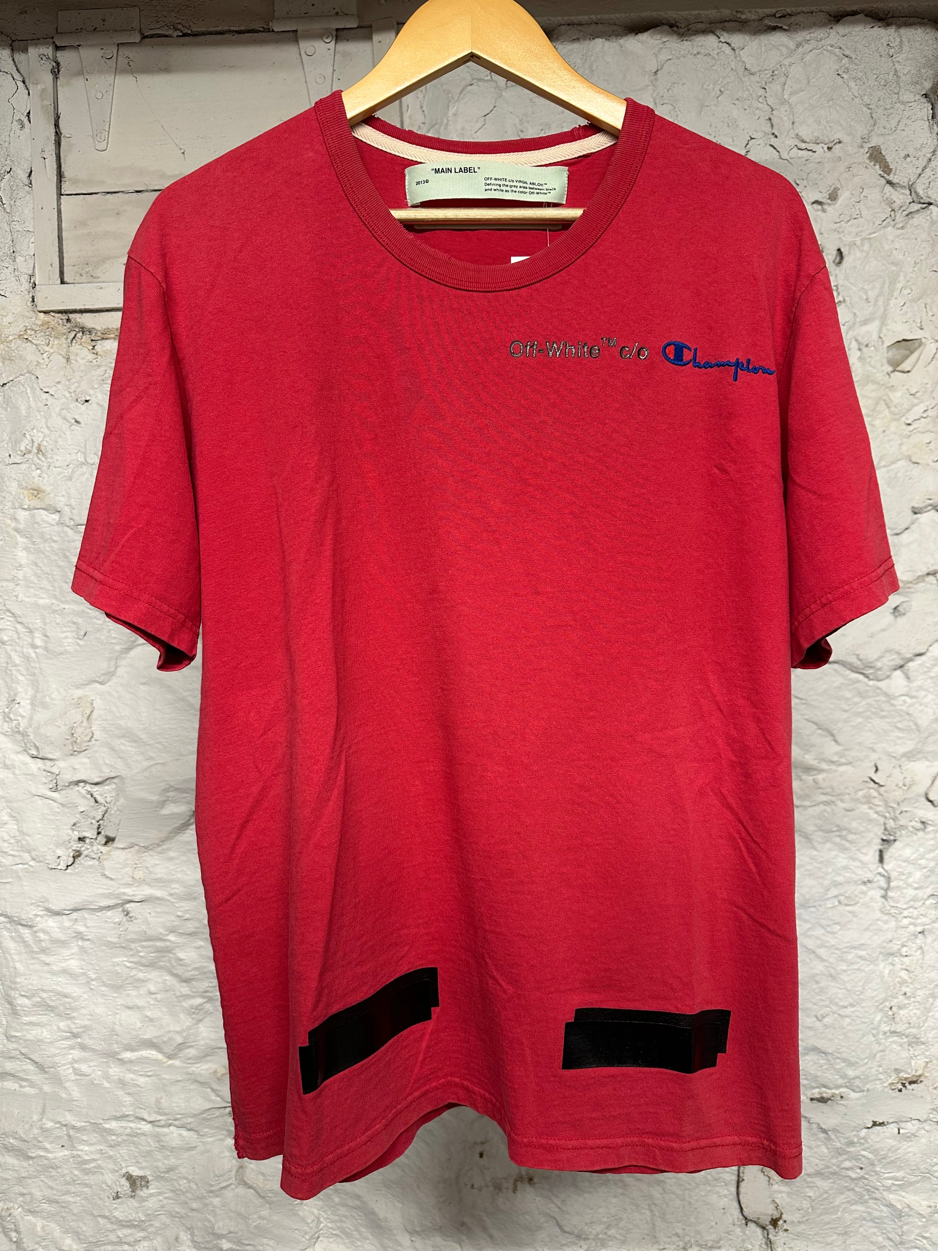 Off White Champion Red T-Shirt Sz M