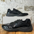Prada Americas Cup Triple Black Patent Sneaker Sz 9.5
