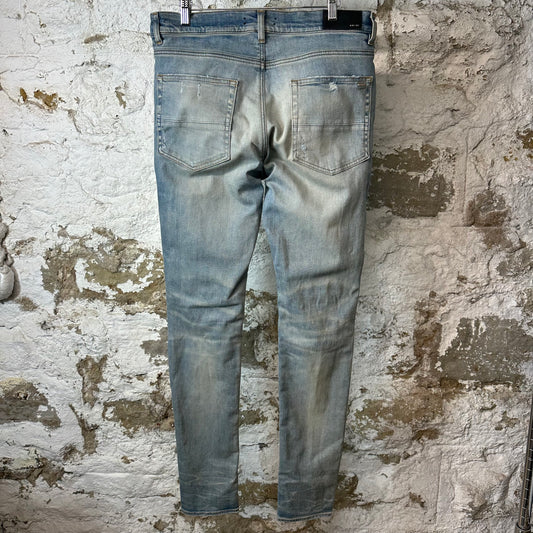 Amiri MX1 Black Paisley Blue Denim Jeans Sz 34