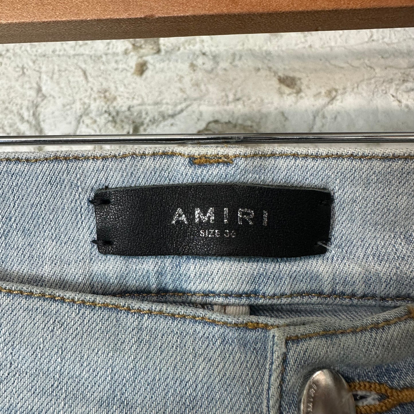 Amiri Paisley Core Logo Light Blue Denim Jeans Sz 36
