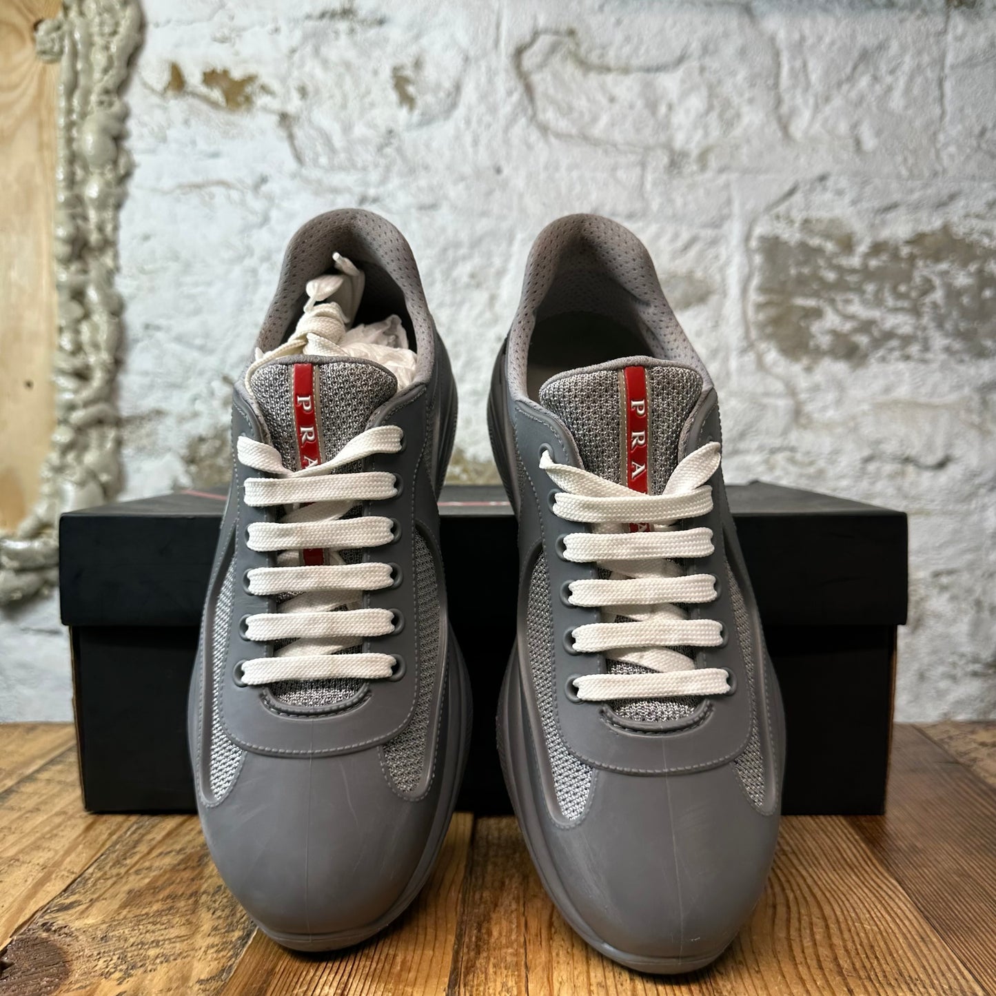 Prada Americas Cup Grey Rubber Sneaker Sz 7 (40)
