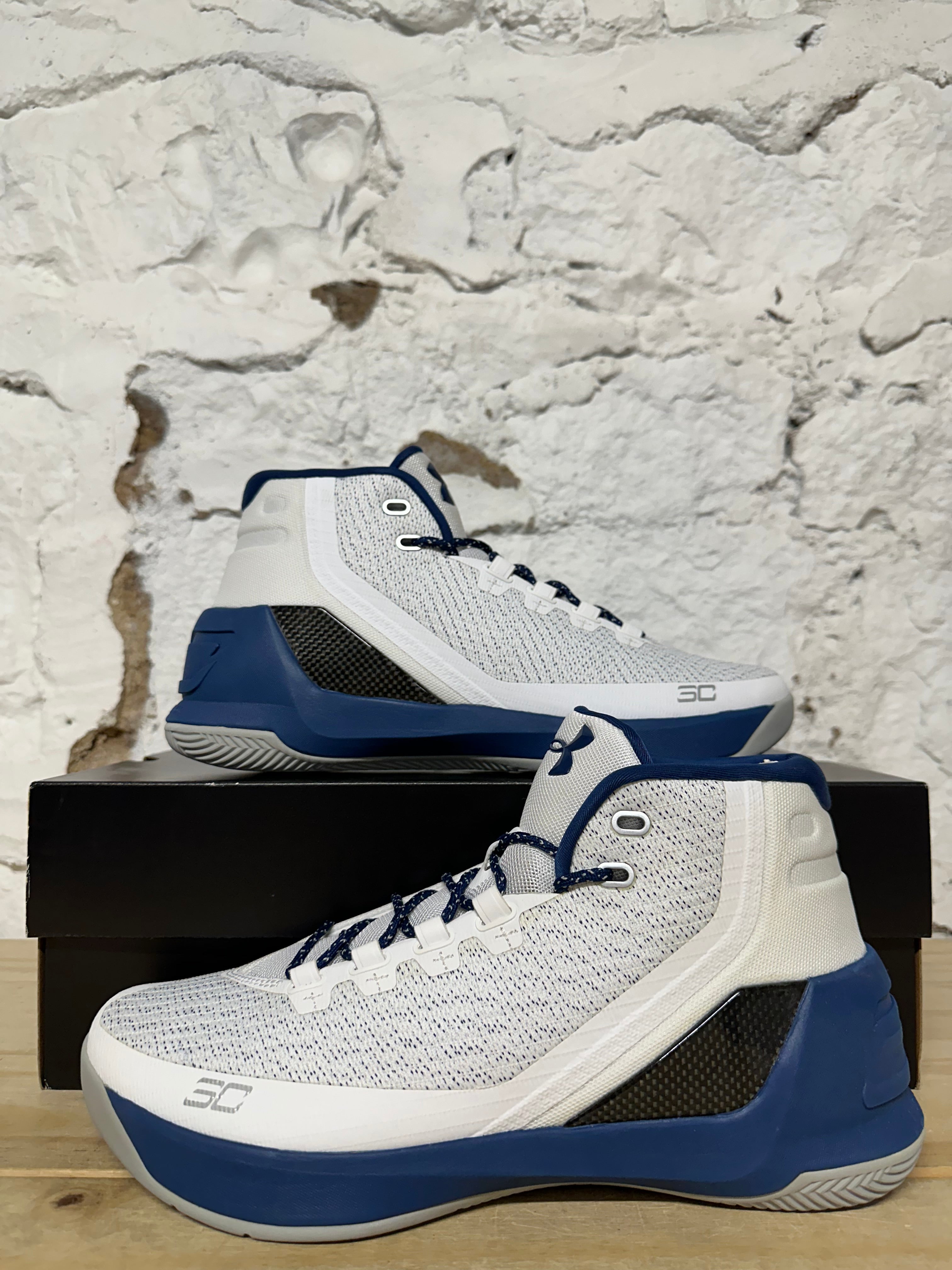 Under Armour Curry 3 White Blackout Navy Sz 10 DS