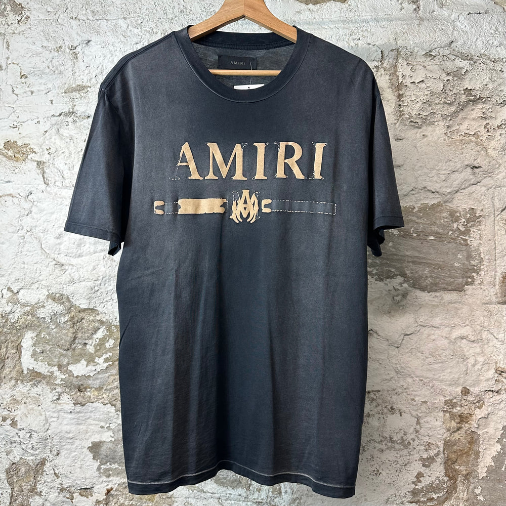 Amiri Bar Logo Faded Black T-Shirt Sz S