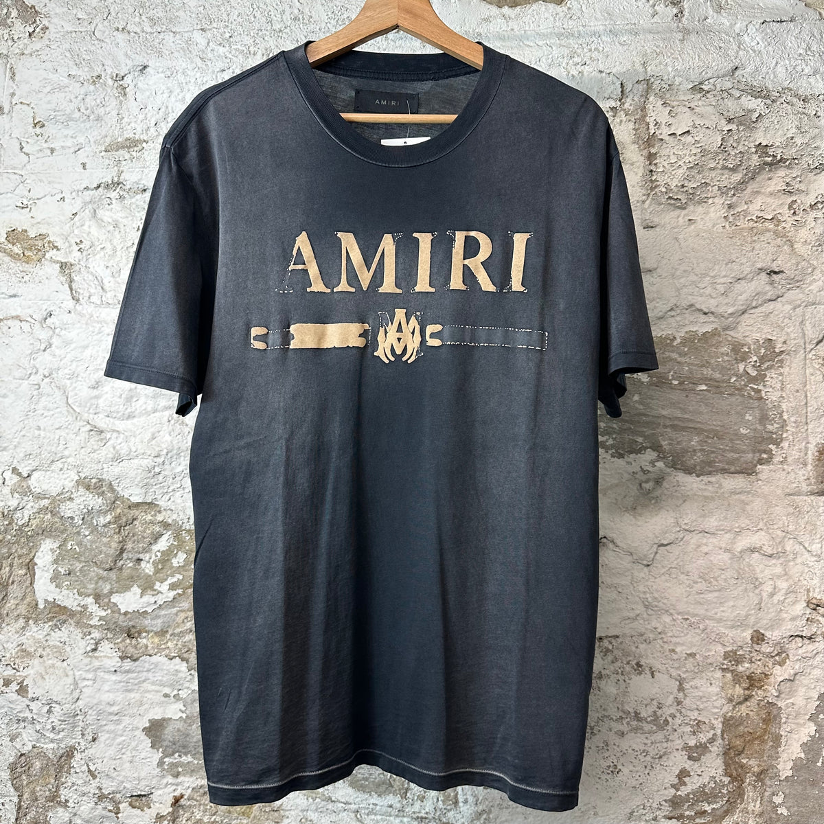 Amiri Bar Logo Faded Black T-Shirt Sz S