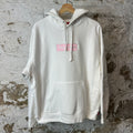 Supreme Pink Box Logo White Hoodie Sz M