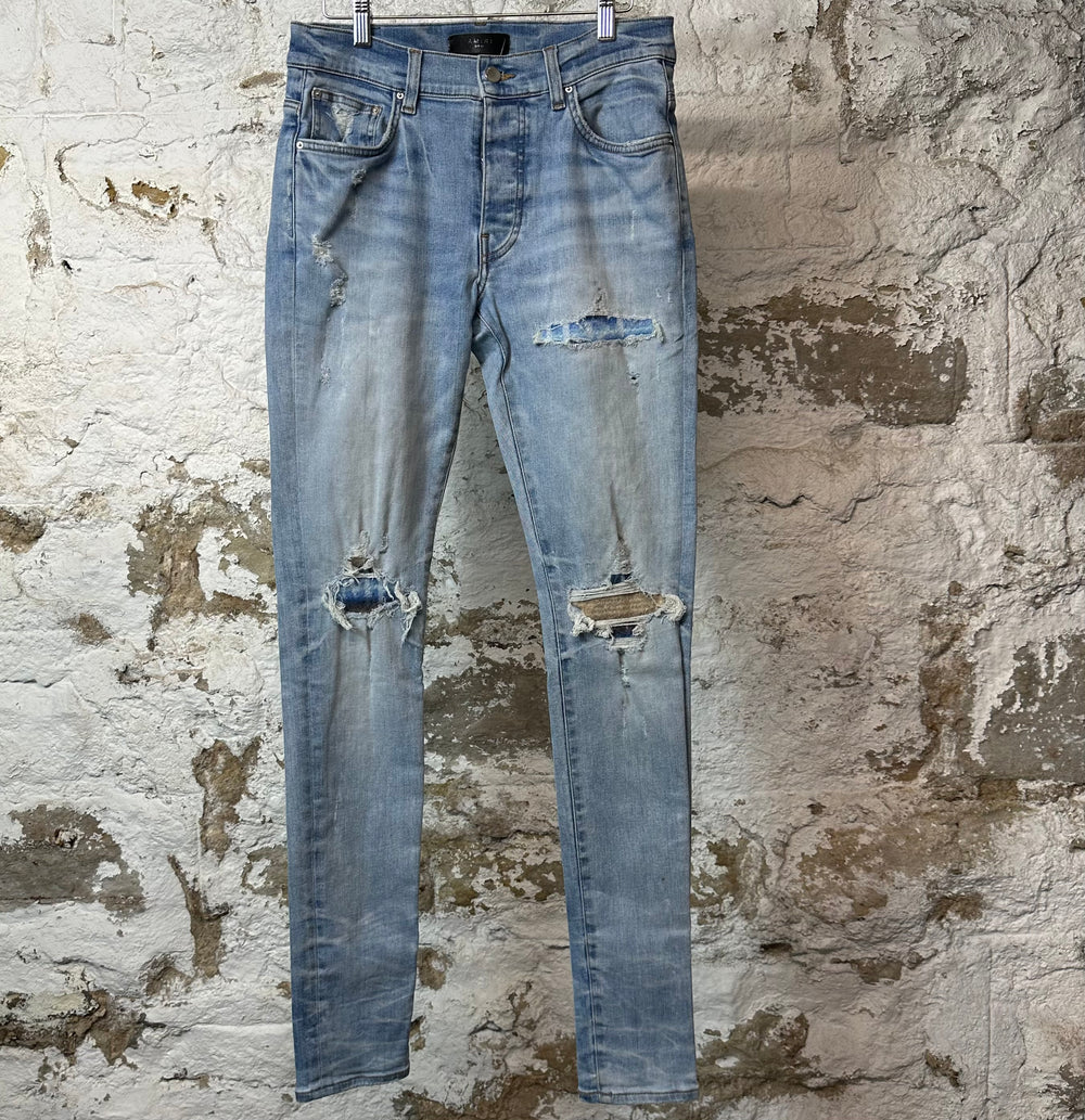 Amiri MX1 Multicolor Mohair Blue Denim Jeans Sz 30