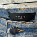 Amiri Purple Suede Core Logo Blue Denim Jeans Sz 34
