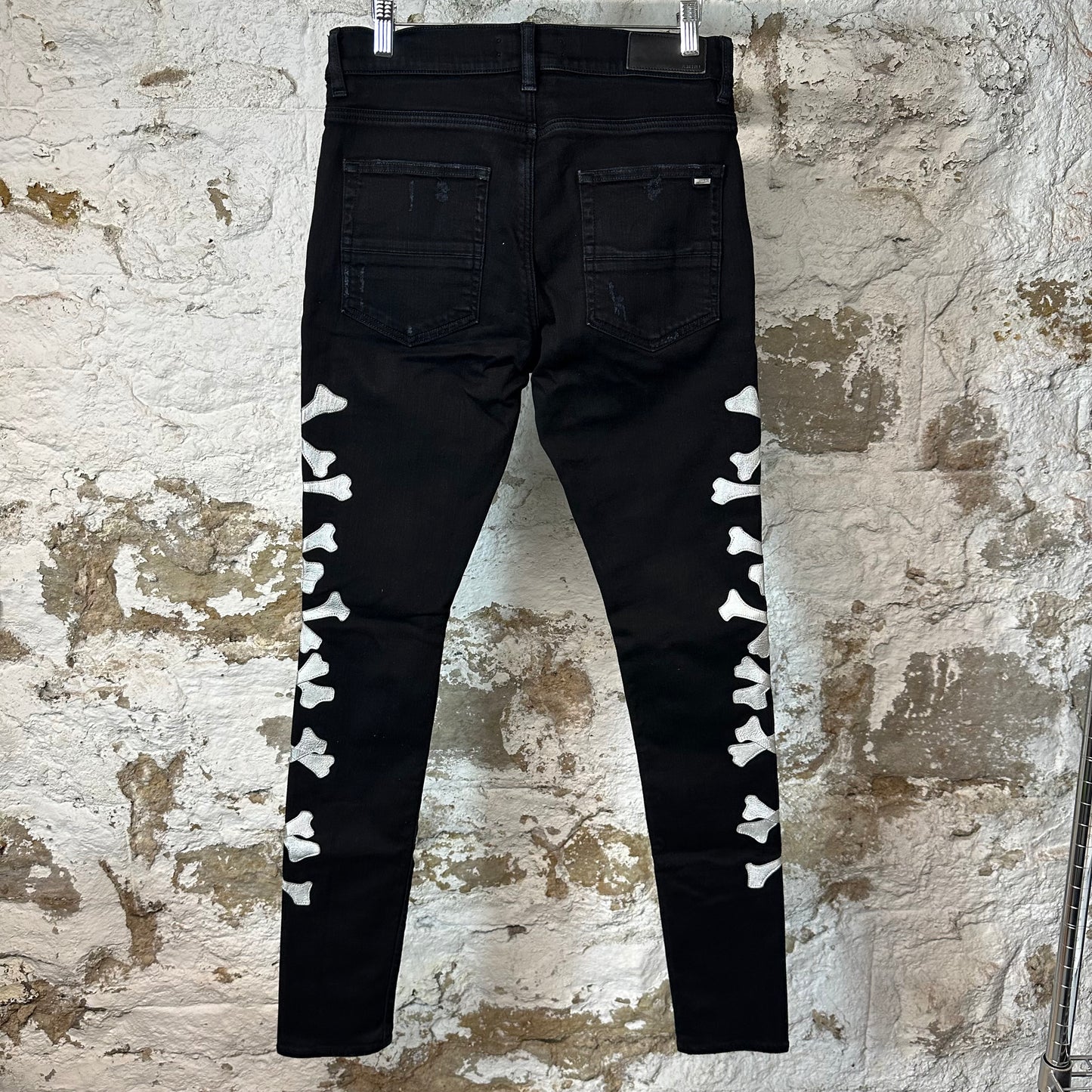 Amiri Silver Bones Black Denim Jeans Sz 32