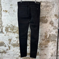 Amiri MX1 Black Leather Black Denim Jeans Sz 36