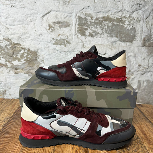 Valentino Red Maroon Suede Grey Camo Runner Sneaker Sz 12 (45)