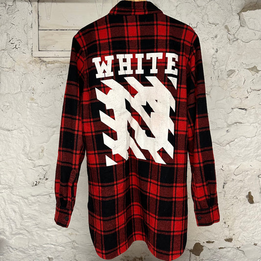 Off White Red Black Flannel Sz M
