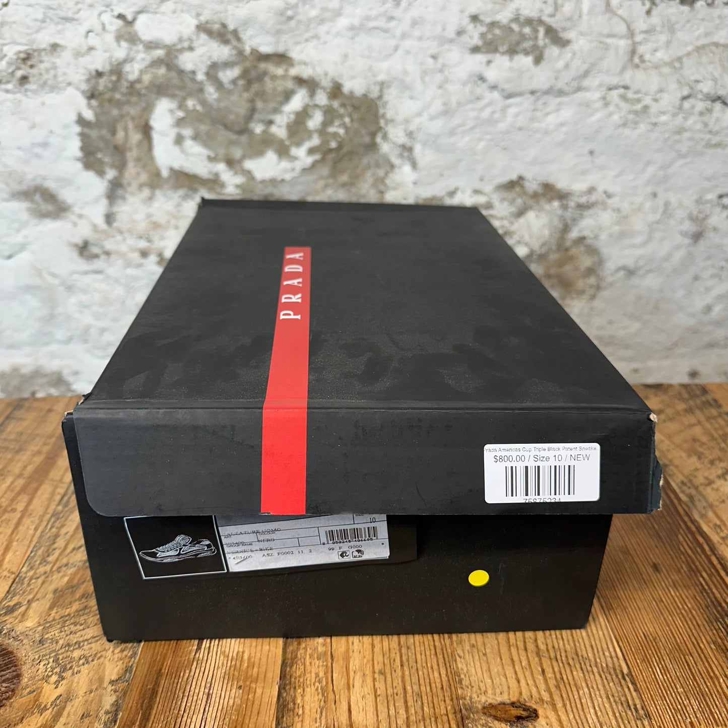 Prada Americas Cup Triple Black Patent Sneaker Sz 10 DS