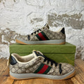 Gucci Beige Ebony GG Monogram Screener Sneaker Sz 11