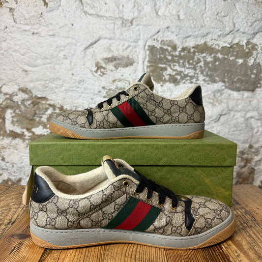 Gucci Beige Ebony GG Monogram Screener Sneaker Sz 11