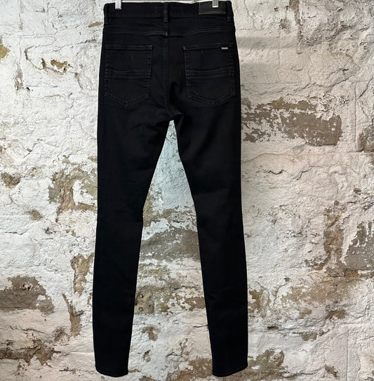 Amiri Knee Rip Plain Black Denim Jeans Sz 32