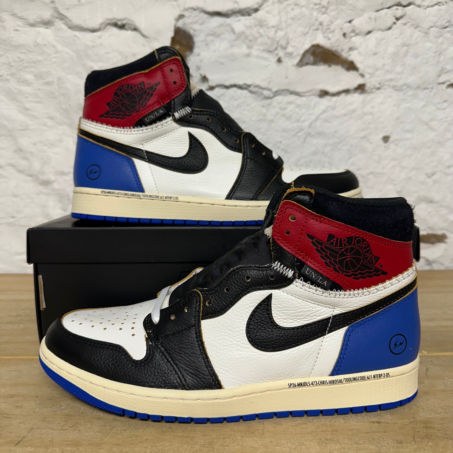 Air Jordan 1 High Fragment x Union LA Varsity Red Sport Royal Sz 10.5 DS
