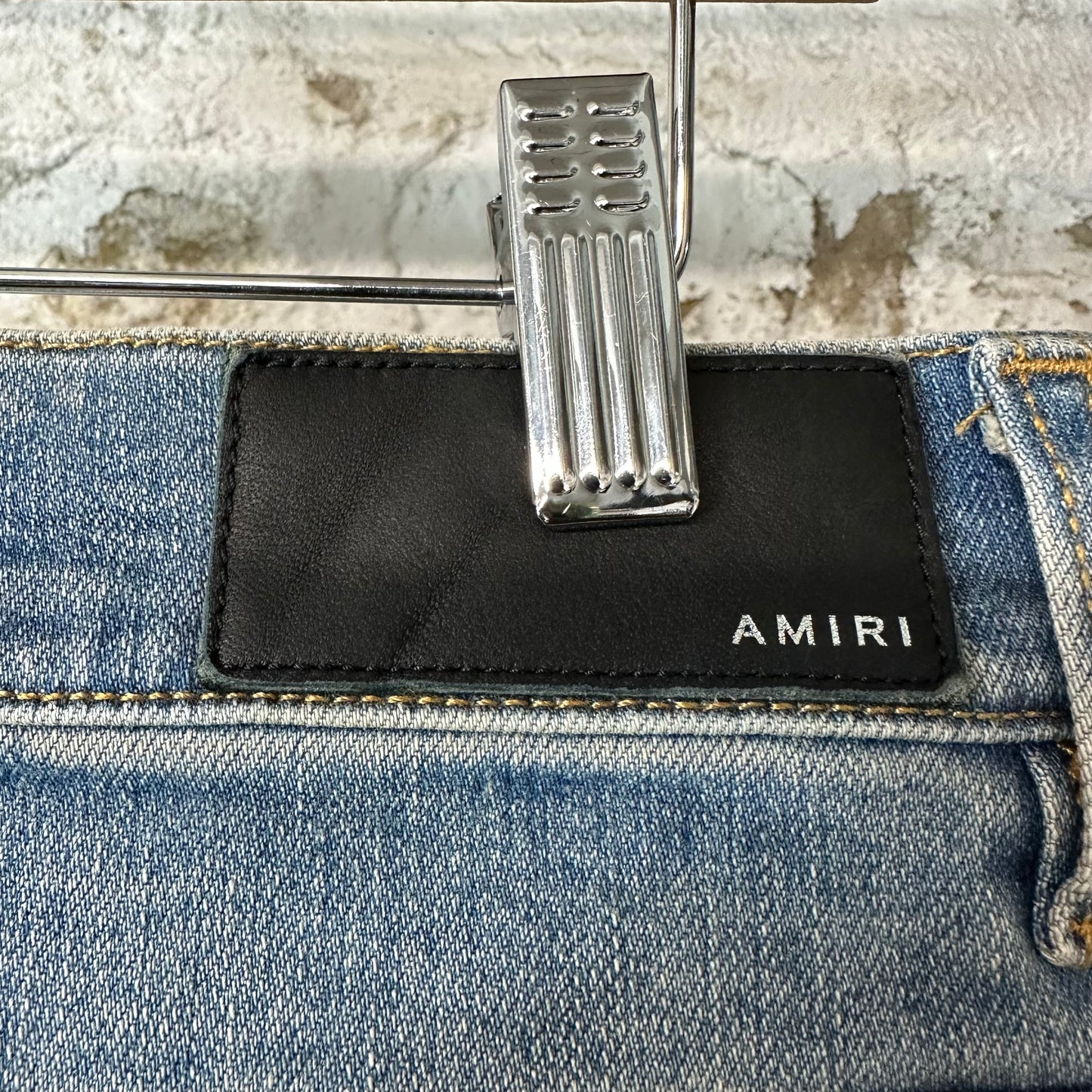 Amiri Green Camo Bones Blue Denim Jeans Sz 33