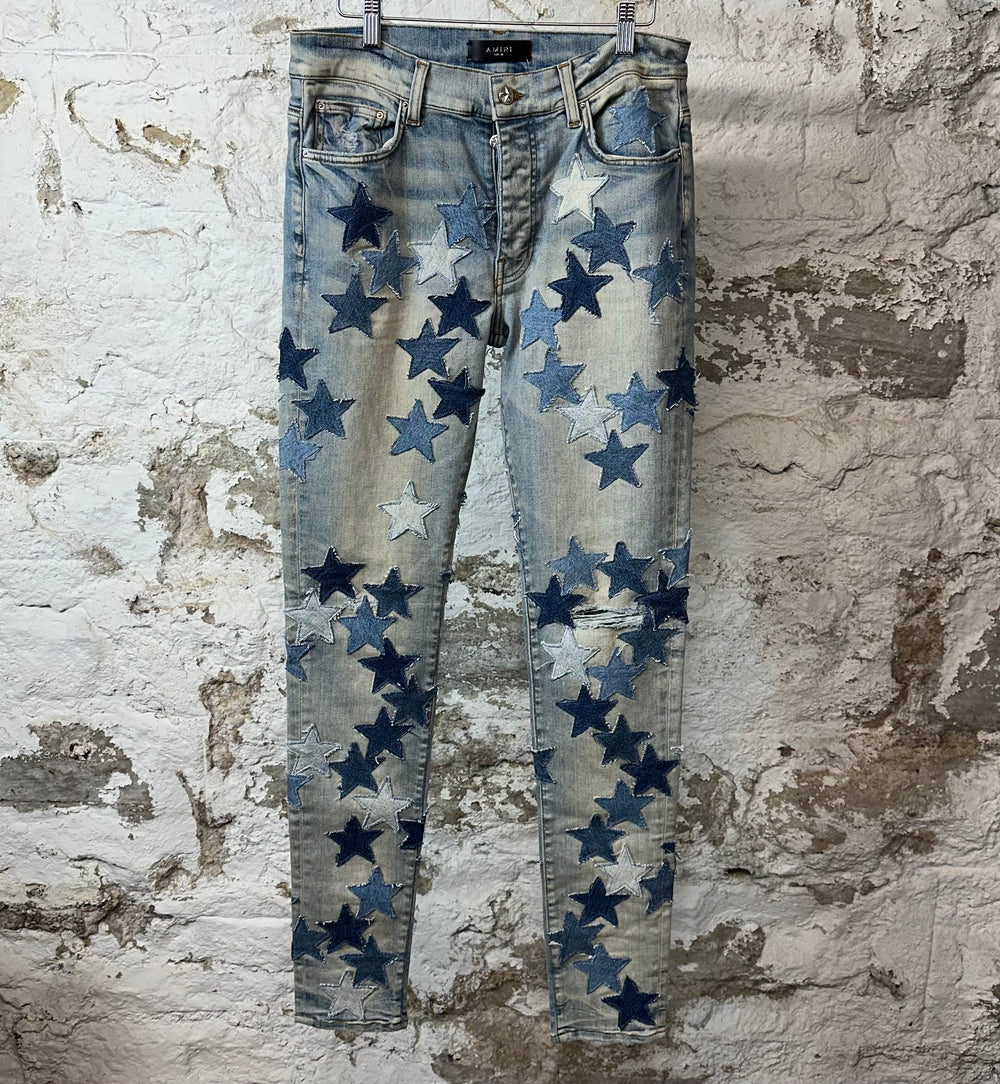 Amiri Chemist Denim Star Blue Denim Jeans Sz 32